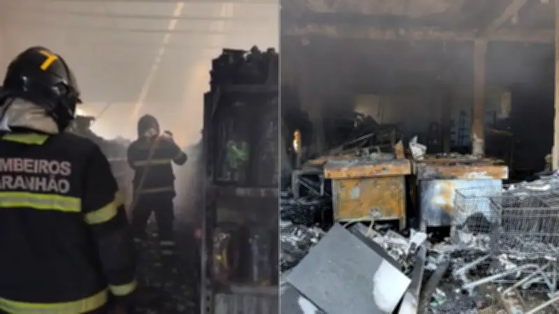 Incêndio de grandes proporções atinge comércio em Timbiras com 40 explosões