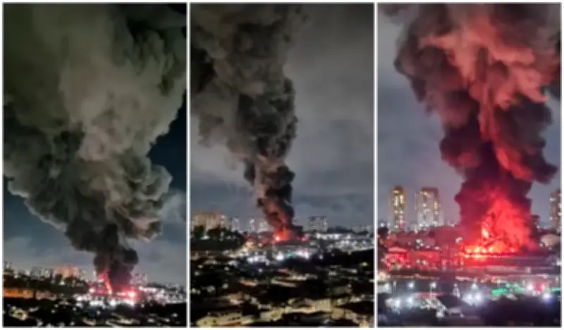 Incêndio de grandes proporções em Guarulhos dura mais de 10 horas