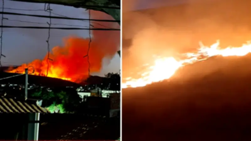 Incêndio destrói 170 campos de futebol em Baixo Guandu após fogos