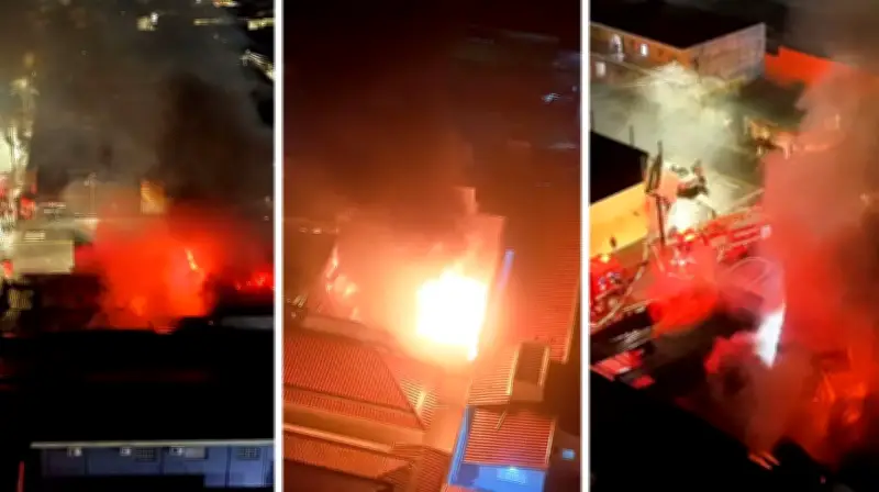 Incêndio destrói barracão de festas em São Carlos e mobiliza bombeiros