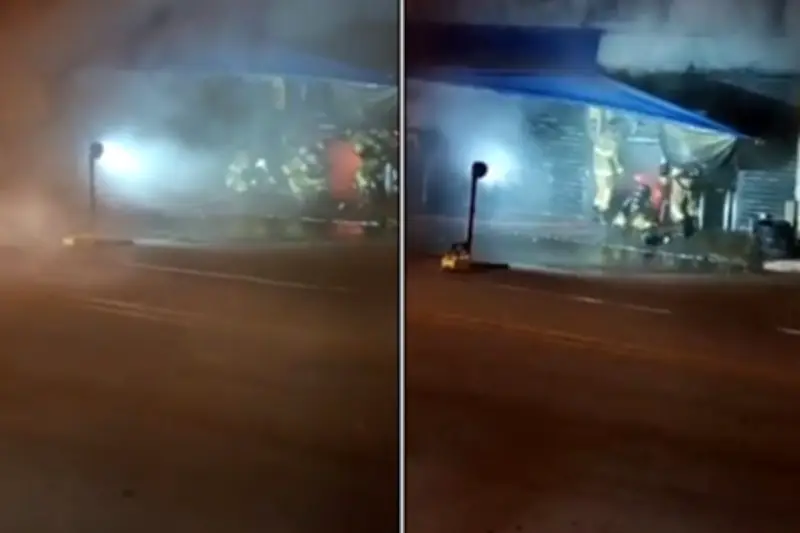 Incêndio destrói borracharia no Centro de Bom Jesus do Itabapoana