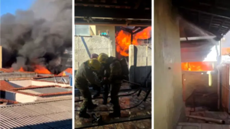 Incêndio em galpão mobiliza bombeiros em Contagem
