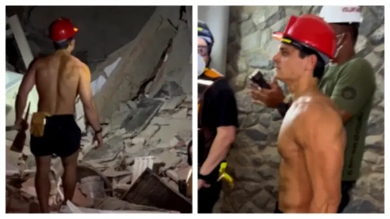Influenciador venezuelano é criticado por vídeo sem camisa em escombros de terremoto