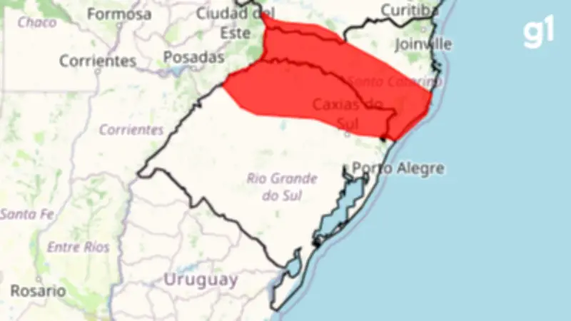 Inmet emite aviso vermelho de grande perigo para tempestades no Norte do RS