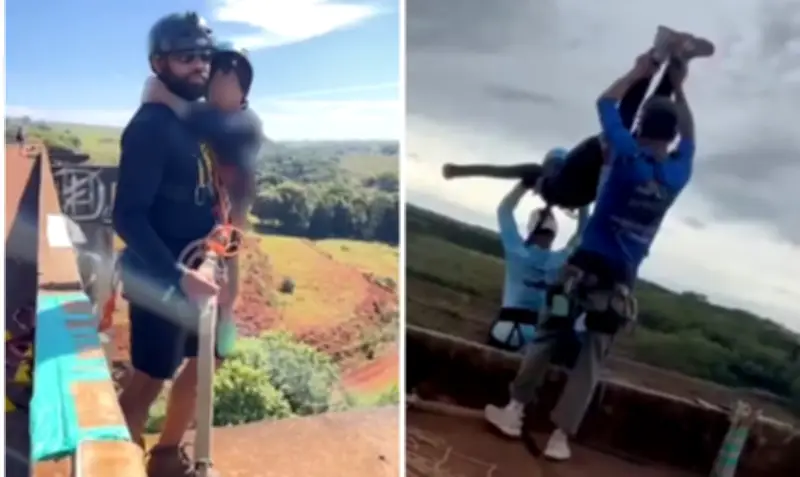 Instrutor de rope jump já saltou com criança na mesma ponte