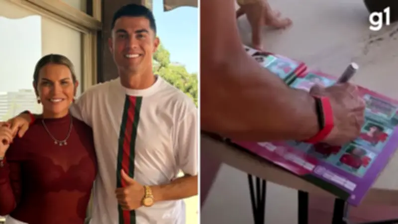 Irmã de CR7 ganha autógrafo no álbum da Copa e se prepara para torcer