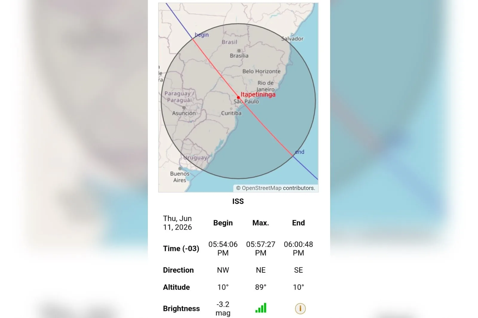 Estação Espacial Internacional será visível a olho nu em Itapetininga e outras cidades nesta quinta