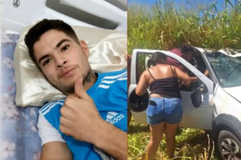Jovem que ficou 3 dias preso em caminhonete capotada recebe alta da UTI