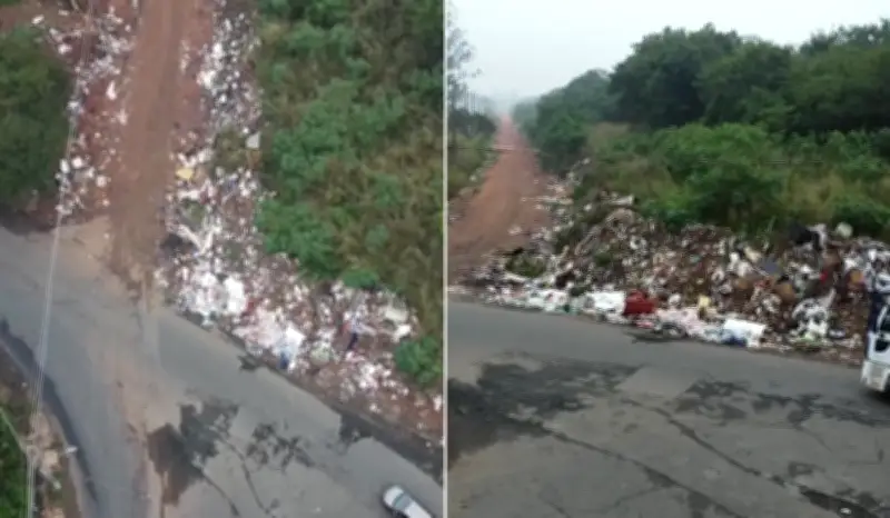 Lixo acumulado forma montanha de 5 m no Parque da Liberdade em Americana