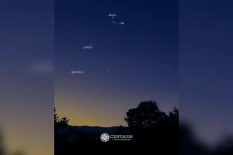 Lua, Vênus, Júpiter e Mercúrio se alinham no céu nesta quarta