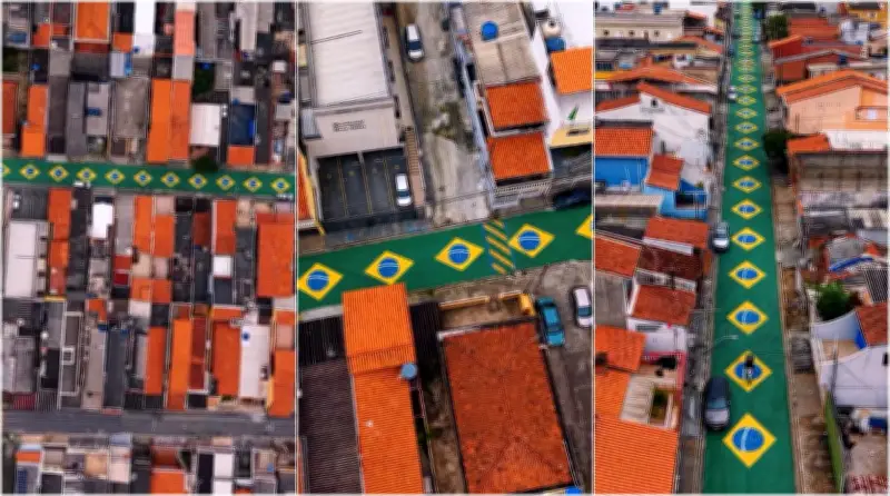 Moradores de Osasco pintam 38 bandeiras do Brasil em rua de 275 metros