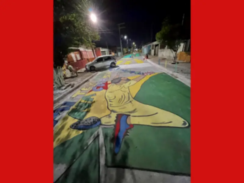 Moradores do Acre pintam ruas para a Copa do Mundo 2026