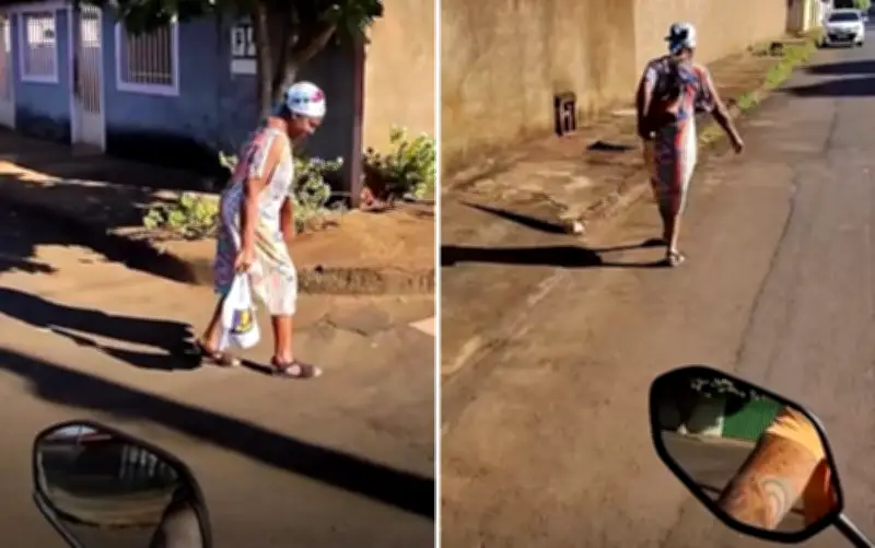 Motociclista ajuda idosa com compras e viraliza em Goiás