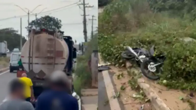 Motociclista é arremessada após bater em caminhão na BR-316 em Teresina