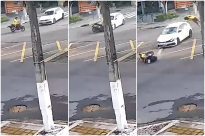 Motociclista é arremessado após colisão em cruzamento de Natal