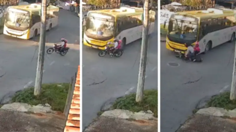 Motociclista sem CNH e criança feridas em acidente com ônibus em Sorocaba