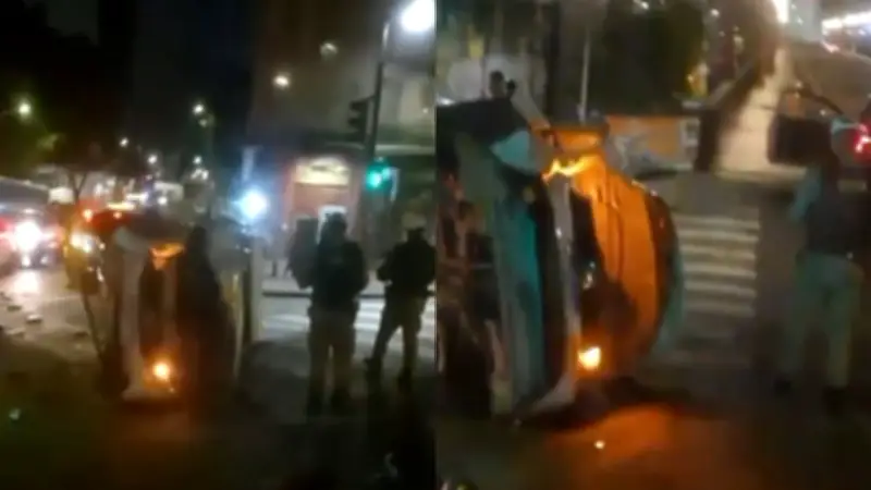 Motorista embriagado capota carro após bater em semáforo no Centro de BH
