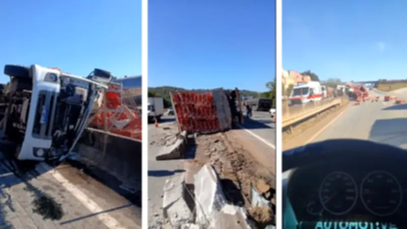 Motorista morre após caminhão com galinhas tombar na BR-262 em MG