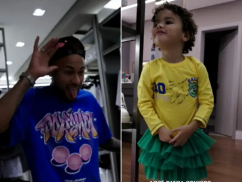 Neymar dança com filha Mavie ao som de música da Seleção Brasileira