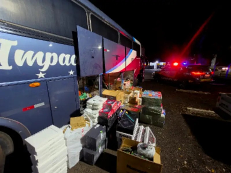 Ônibus com R$ 850 mil em contrabando do Paraguai é apreendido em Florínea
