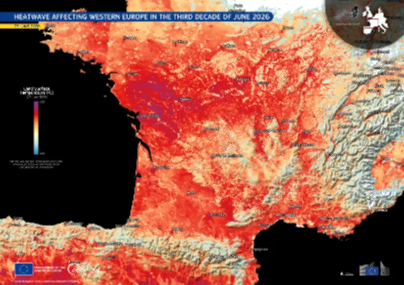 Onda de calor na Europa: satélite registra 50°C na França e Espanha