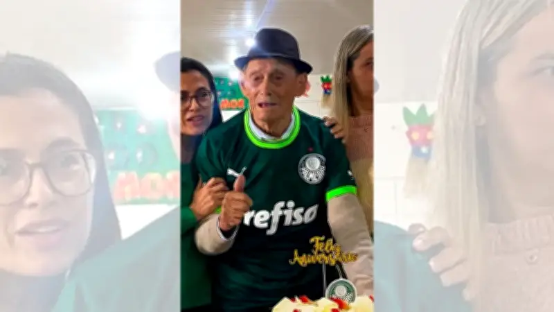 Palmeirense de 99 anos ganha festa surpresa da Mancha Verde em Marília