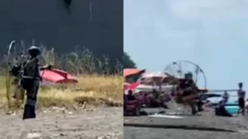 Parapente desgovernado fere três em praia lotada na Turquia