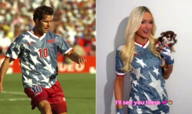 Paris Hilton relança camisa dos EUA da Copa de 1994 com brilhos