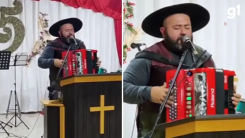 Pastor gaiteiro usa acordeão em cultos campeiros no Rio Grande do Sul