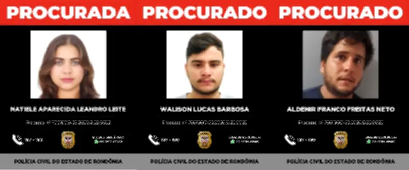 Polícia divulga nomes e fotos de três foragidos por morte de advogado em RO