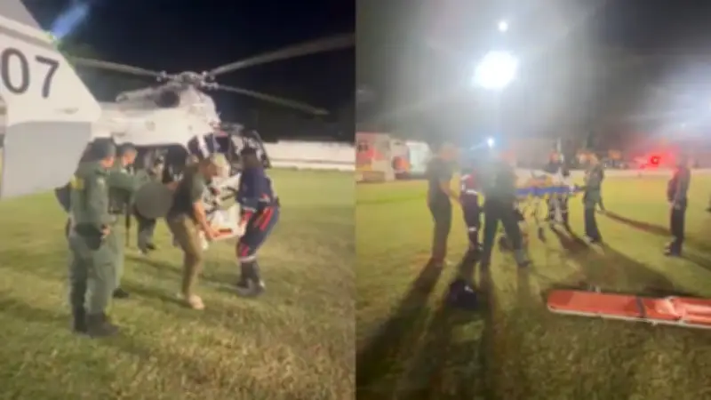 Policial é resgatado de helicóptero após acidente em Iguatu, Ceará
