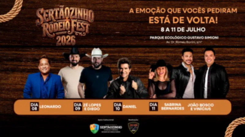 Sertãozinho Rodeio Fest 2025: programação gratuita de 8 a 11 de julho