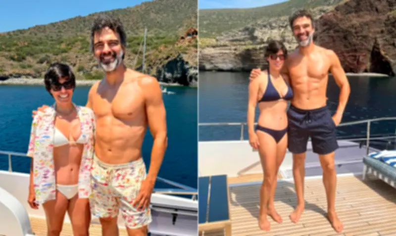 Tadeu Schmidt exibe corpo sarado em viagem com a esposa e recebe elogios