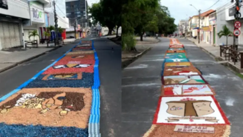 Tapetes de Corpus Christi decoram Centro de Teresina com 1.580 m de percurso