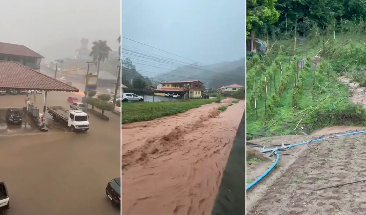 Temporal em Teresópolis alaga cidade e destrói lavouras