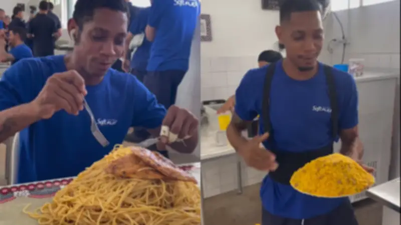 Trabalhador impressiona com pratos de mais de 1 kg no refeitório