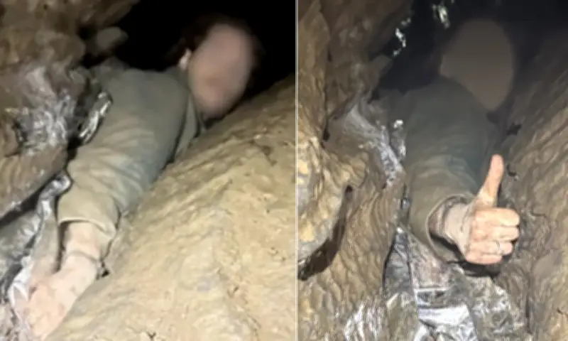 Trilheiro é resgatado após 6 horas preso em fenda de caverna nos EUA