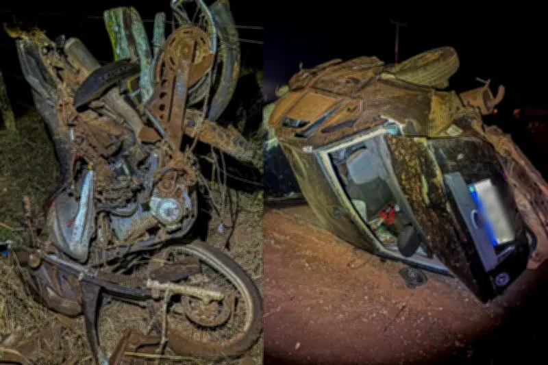 Três mortos em acidente entre carro e moto na MT-240 em Nortelândia