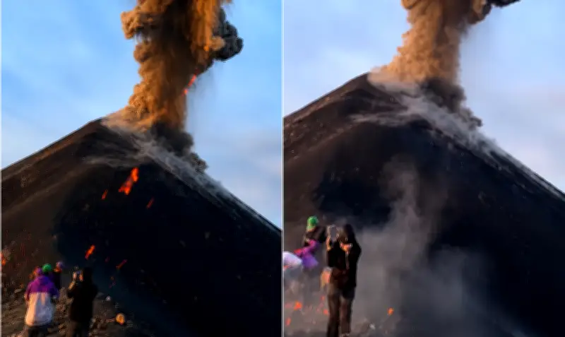 Turistas escapam por pouco de erupção do vulcão Fuego na Guatemala
