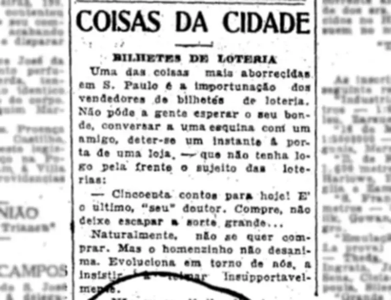 Vendedores de loteria em SP: aborrecimento centenário