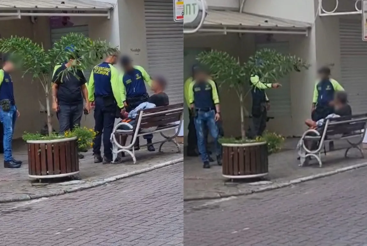 Voluntários da segurança cercam e xingam morador de rua em Florianópolis; MP investiga