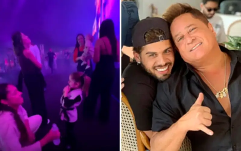 Zé Felipe leva filhos ao palco e chama Leonardo para cantar em show