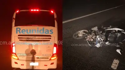 Acidente com moto, carro e ônibus deixa dois feridos em Guarantã (SP)