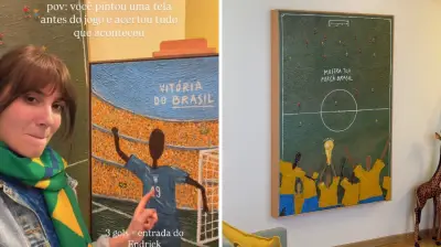 Artista de SC acerta placares do Brasil com pinturas e viraliza