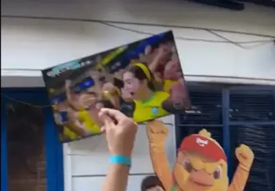 Canarinho Pistola derruba TV em bar do Leblon durante Brasil x Japão