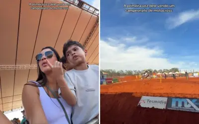 Gabriela Versiani leva filho de Marília Mendonça a motocross e emociona web