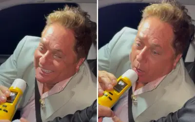 Leonardo canta para policial após zerar bafômetro em SP