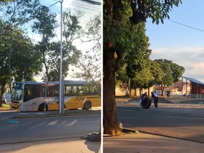 Ônibus perde roda dianteira em Indaiatuba; ninguém se feriu