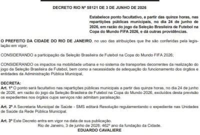 Rio de Janeiro decreta ponto facultativo em dia de jogo do Brasil na Copa