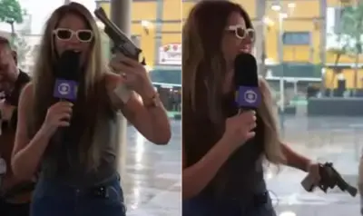 'Toca, mané!': Repórter brasileira viraliza ao receber revólver de mariachi no México